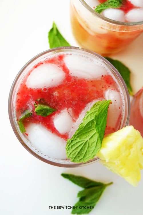 Pineapple Mojito Mocktail with Strawberry Slush