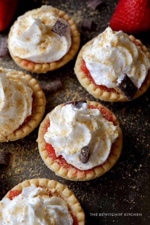 Strawberry Rhubarb Mini Pies with Dark Chocolate