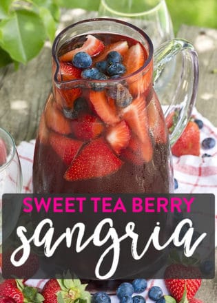 Sweet Tea Berry Sangria recipe. An overnight iced tea turned into white wine sangria with fresh berries!
