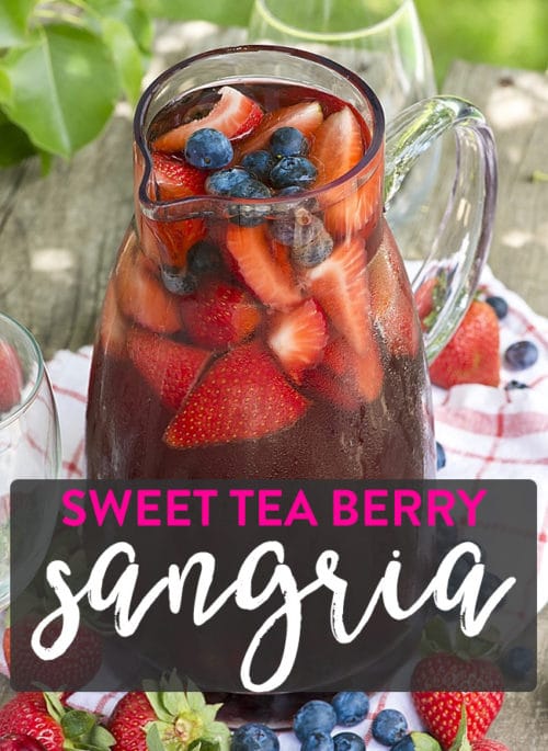 Sweet Tea Berry Sangria recipe. An overnight iced tea turned into white wine sangria with fresh berries!
