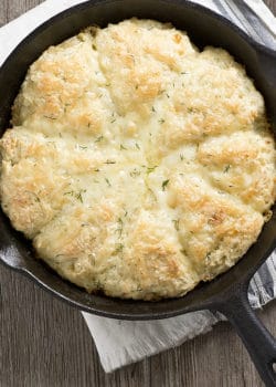 An easy recipe for Skillet Dill and Cheddar Buttermilk Scones, using garden fresh dill and extra old cheese! The perfect lunch or tea break treat!