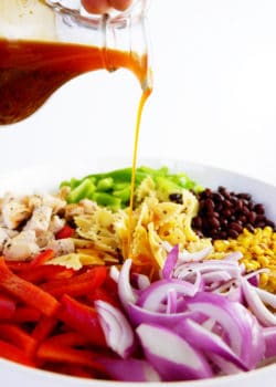 Fajita Pasta Salad. A delicious vegetable filled salad recipe that's high in protein and makes a great BBQ side dish.