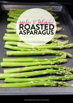 Garlic balsamic roasted asparagus is a yummy side dish perfect for grilled steak or chicken!