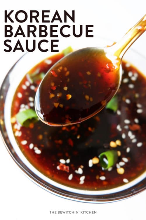 This Korean BBQ Sauce is a yummy recipe to top grilled chicken, grilled steak, or an easy sauce to throw together for meatballs! Sweet, spicy, salty, it has it all!