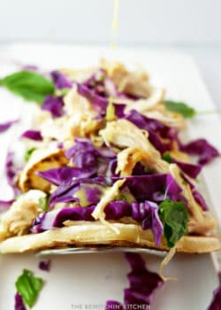 Homemade chicken tacos with citrus basil vinaigrette