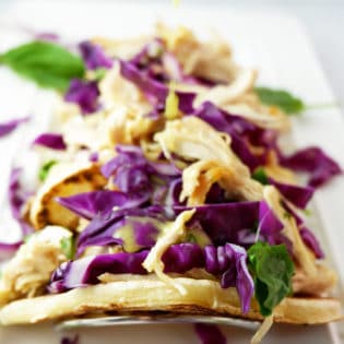 Homemade chicken tacos with citrus basil vinaigrette