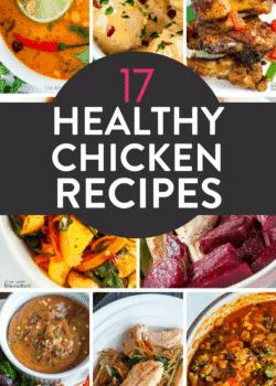 Healthy chicken recipes to add a variety to dinner. Don't get stuck in the chicken breast rut, try these healthy recipes. Inclues: Whole30 recipes, keto recipes, paleo recipes, clean eating recipes, 21 day fix recipes.