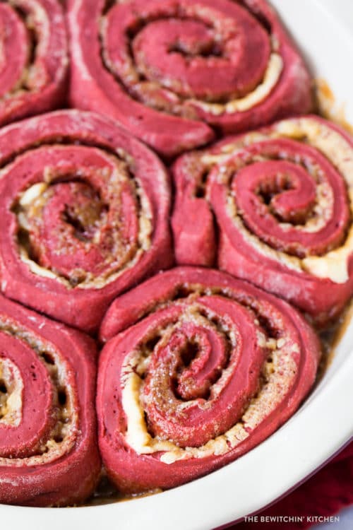 Red Velvet Cream Cheese Cinnamon Rolls