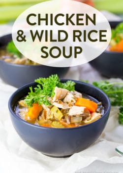 Healthy and wholesome chicken and wild rice soup. This hearty soup recipe has no dairy and is a broth based fall and winter favorite! Clean eating has never been yummier.