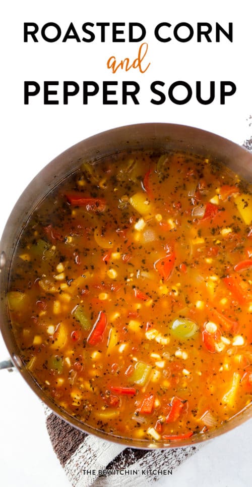 This roasted corn and three pepper soup recipe is made with simple ingredients and everyday pantry items. A perfect fall or winter recipe to warm up to whether it's lunch or dinner. Make it whole30 and paleo by omitting the corn.