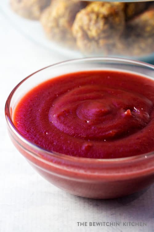 Cranberry Dijon sauce, perfect for meatballs or for dipping!