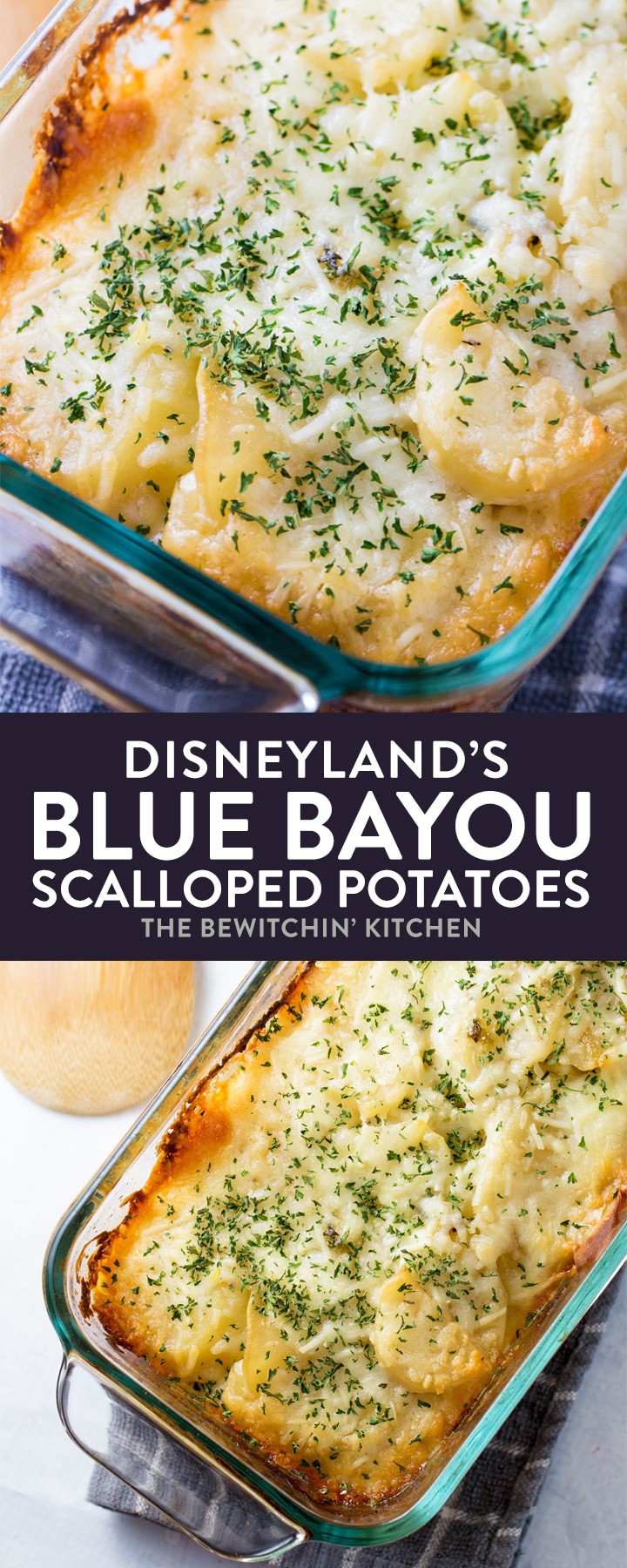 Blue Bayou Scalloped Potatoes recipe from Disneyland. This dinner side dish is creamy with a hint of spice and a dash of parmesan cheese - so good! Perfect for big dinners or holiday side dish ideas! I love Disneyland recipes! #disneylandrecipes #bluebayou #scallopedpotatoes #bluebayourscallopedpotatoes #sidedish #potatorecipes #holidaysidedish