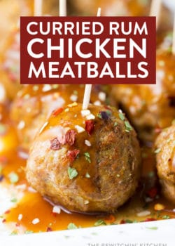 Curry Rum Chicken Meatballs - a delicious appetizer to serve at parties or as a side dish for dinner!