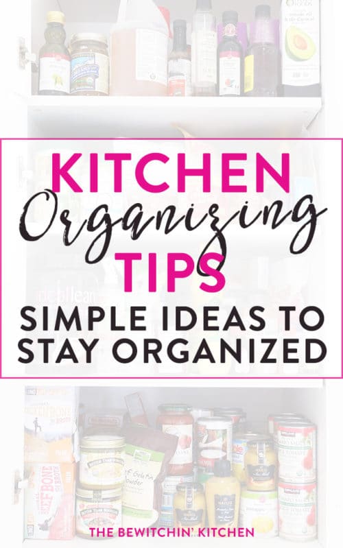 Kitchen organizing tips that are simple and make a big difference! These easy organization ideas will help you tackle the jungle of the kitchen pantry and more!