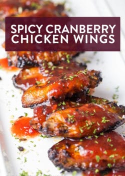 These spicy cranberry chicken wings are the perfect appetizer for Christmas parties, game days, and easy weeknight dinners. They're sweet, spicy, and easy to throw together at the last minute!