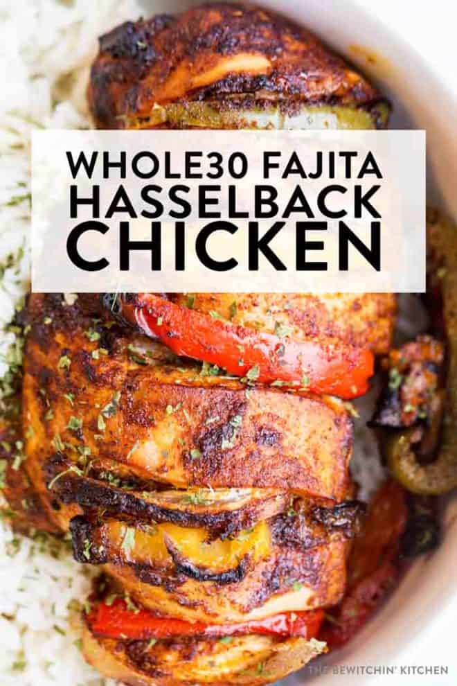 Sheet pan Fajita chicken, hasselback style! A healthy dinner recipe that's Whole30, Keto, Paleo, and fits all healthy diets and dinner/lunch ideas. AD #whole30 #ketorecipes #21dayfix #80dayobsession #131diet 