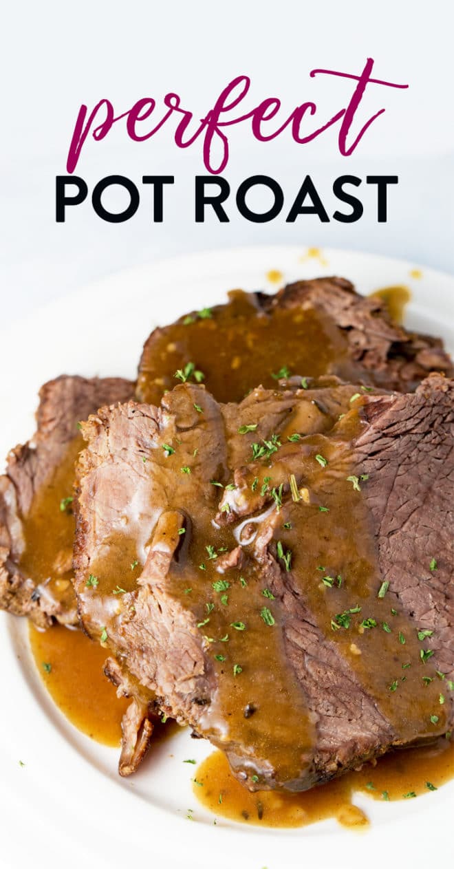 How to cook the perfect pot roast. This recipe is a classic roast beef dinner. The base of this recipe is whole30, keto, and paleo approved. Make a homemade gravy and you can also do it gluten free! A delicious clean eating recipe with no sacrifice! #roastbeef #potroast #glutenfreebeefrecipes #whole30beefrecipes #thebewitchinkitchen