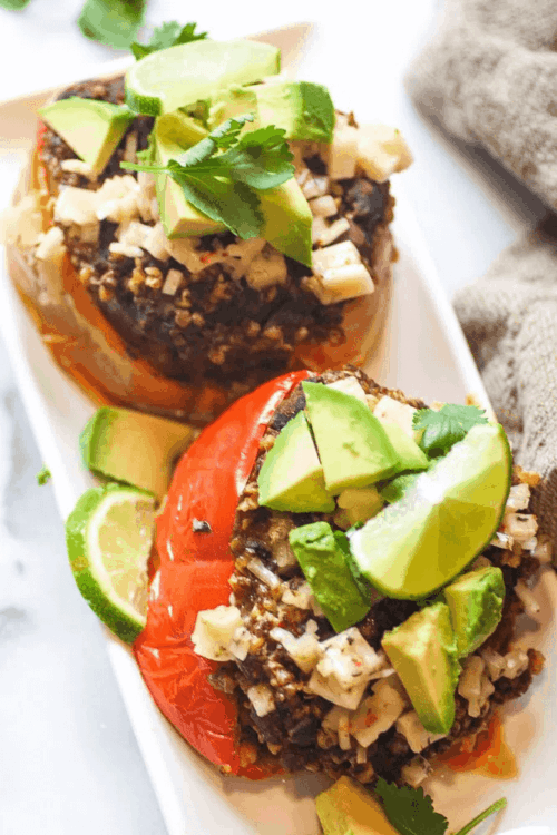 Vegan Slow Cooker Stuffed Peppers