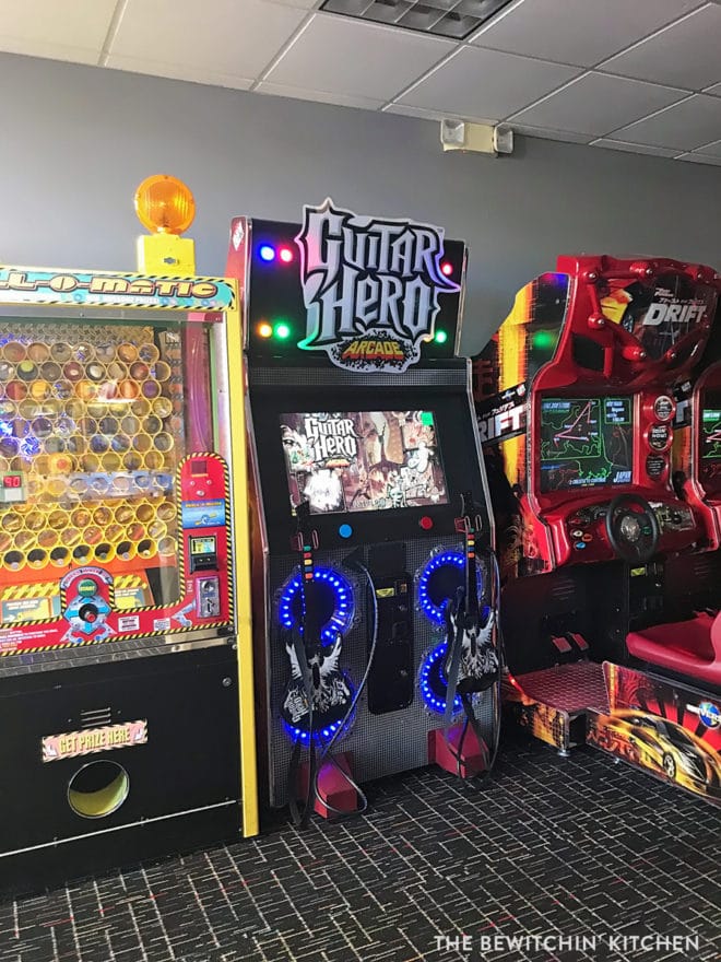 Guitar hero game at the arcade in Orlando