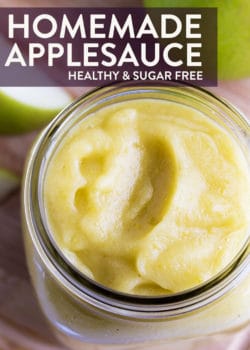 Close up overhead shot of homemade healthy applesauce