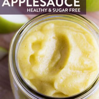 Close up overhead shot of homemade healthy applesauce