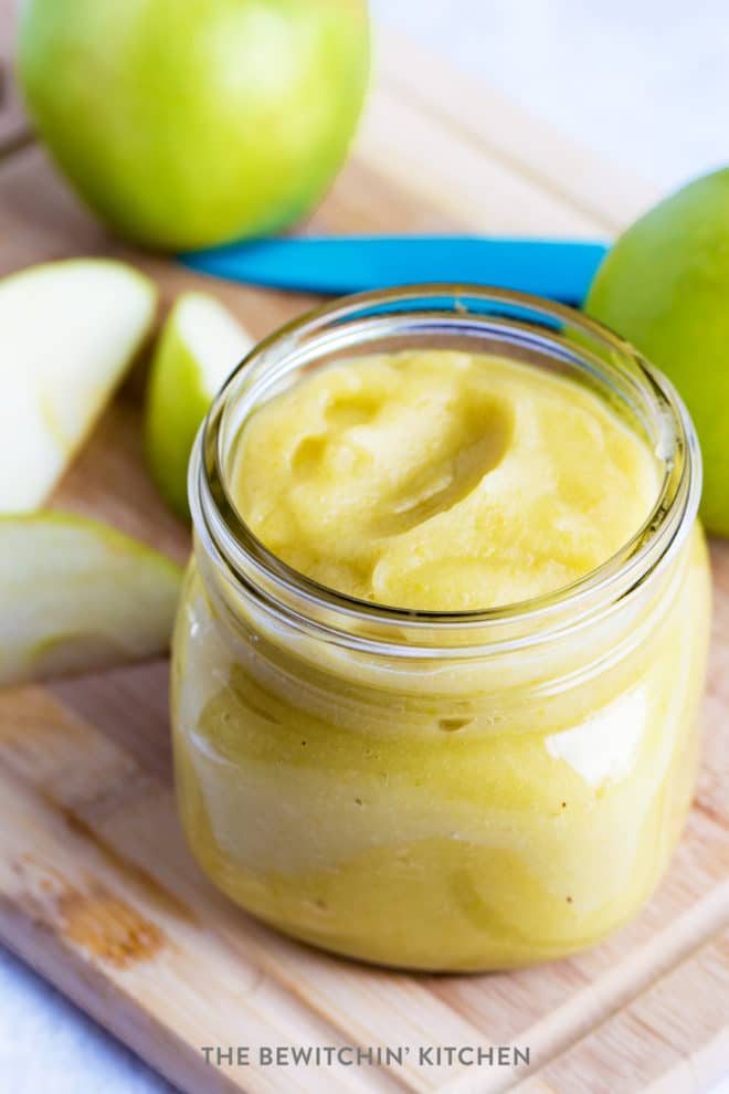 Homemade sugar free applesauce in a mason jar