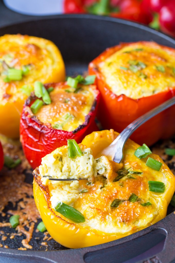 Eggs baked inside bell peppers