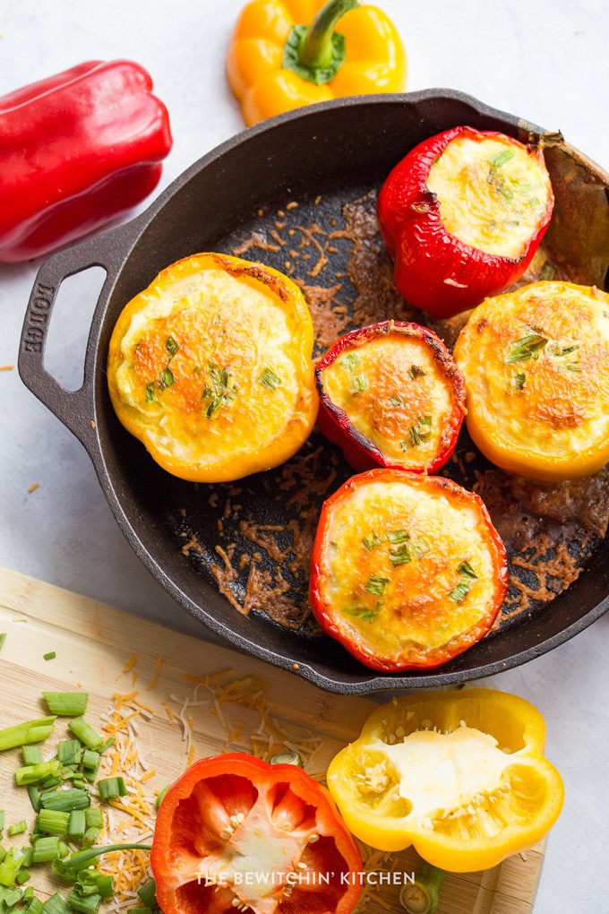 Oven baked eggs in a cast iron skillet