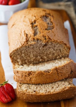 Dairy free dessert bread with strawberries