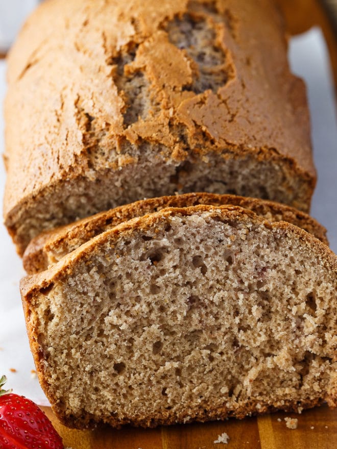 Sliced strawberry bread