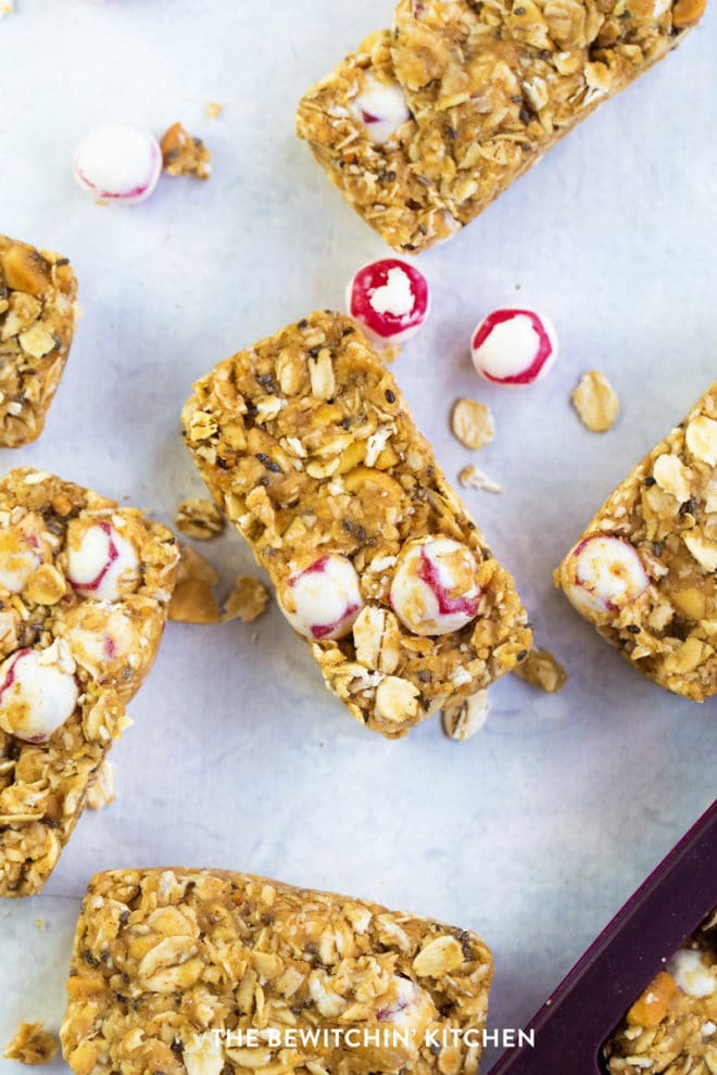 No Bake granola bars made with fruit snacks