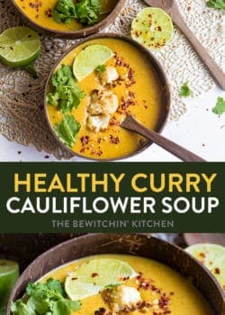 This healthy curry cauliflower soup checks all the boxes. Healthy, easy, and is a low carb favorite. Using coconut milk, roasted cauliflower, collagen peptides, bone both, curry, and a few other veggies this gluten free recipe is filling.