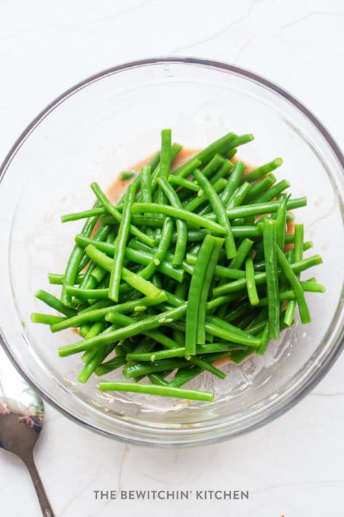 Marinating green beans