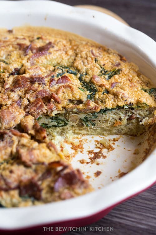 Spinach and Bacon quiche side shot