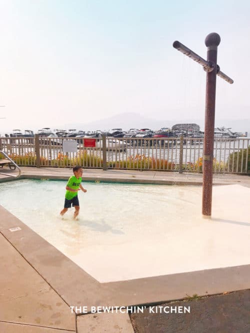 Kid playing at a waterpark at a Kelowna Resort