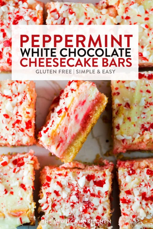 Peppermint white chocolate cheesecake bars