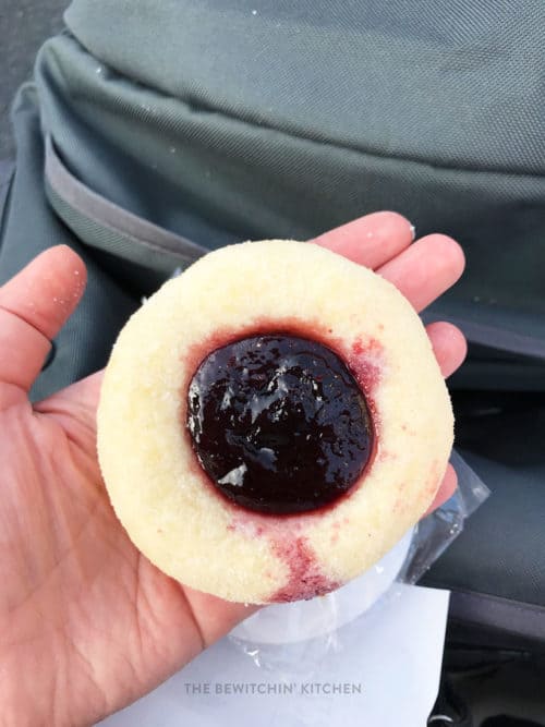 The incredicookie is a gluten free thumbprint cookie at Disneyland