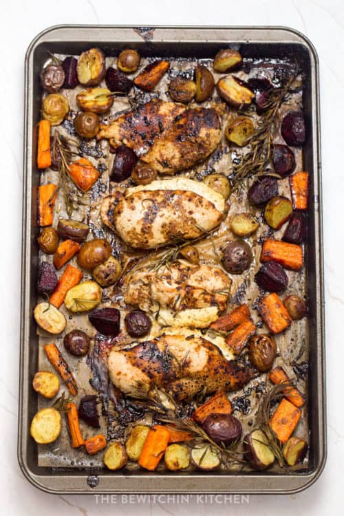 One pan chicken dinner - easy, healthy and delicious. 