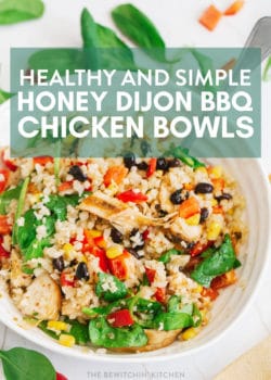 healthy honey dijon bbq chicken bowls