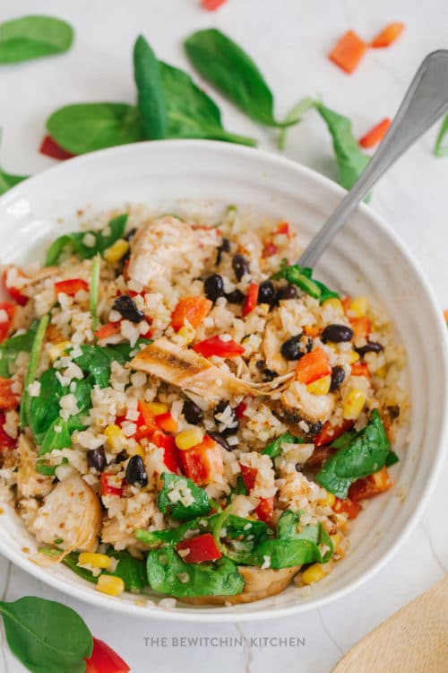 mustard bbq sauce healthy chicken bowls with cauliflower rice