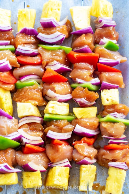 Tropical chicken skewers