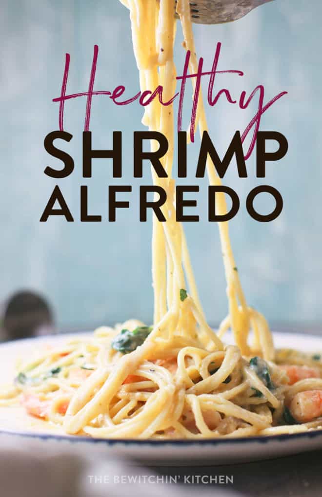 healthy and creamy shrimp alfredo
