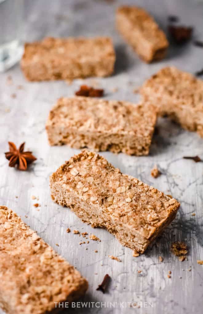 oat bars on a grey background