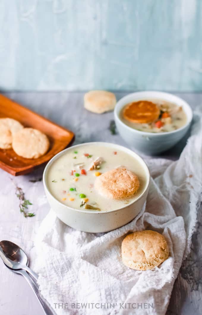 Instant Pot Chicken Pot Pie Soup [Gluten free] | The Bewitchin' Kitchen