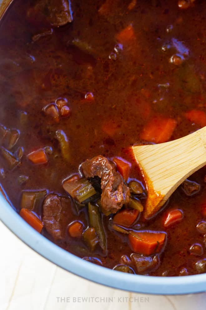 red wine beef stew cooked in the instant pot