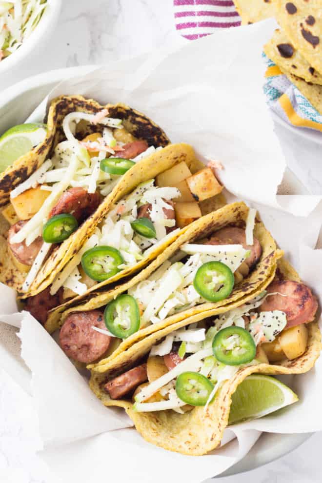 chicken apple sausage tacos