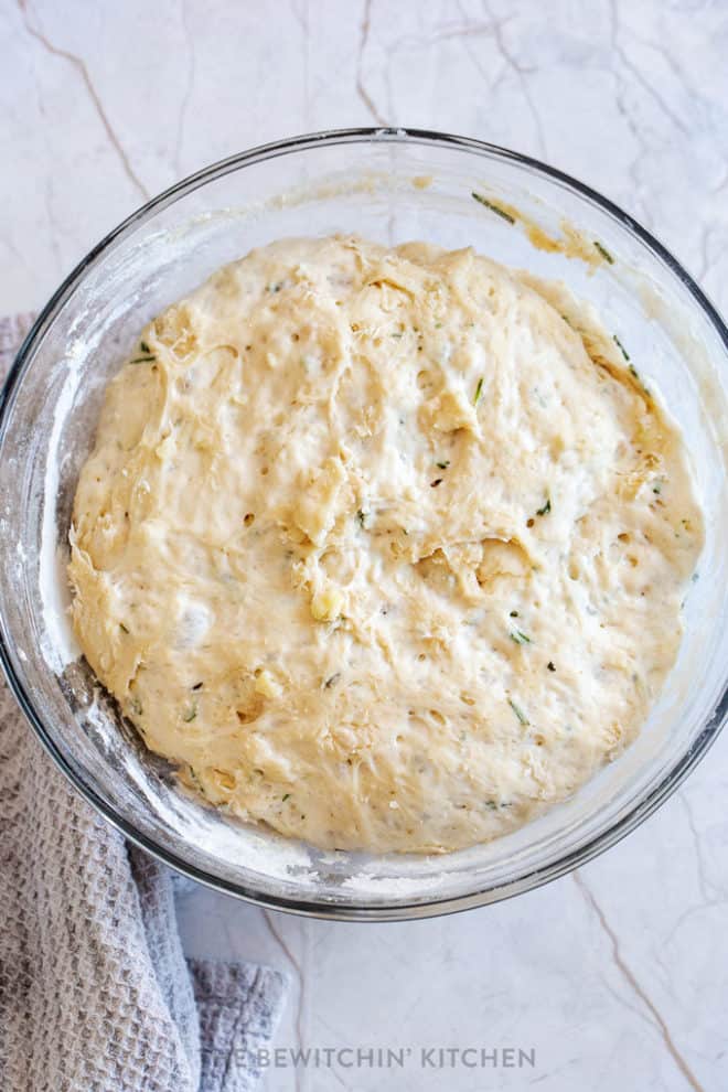 Rosemary Garlic Dough risen after 1 hour