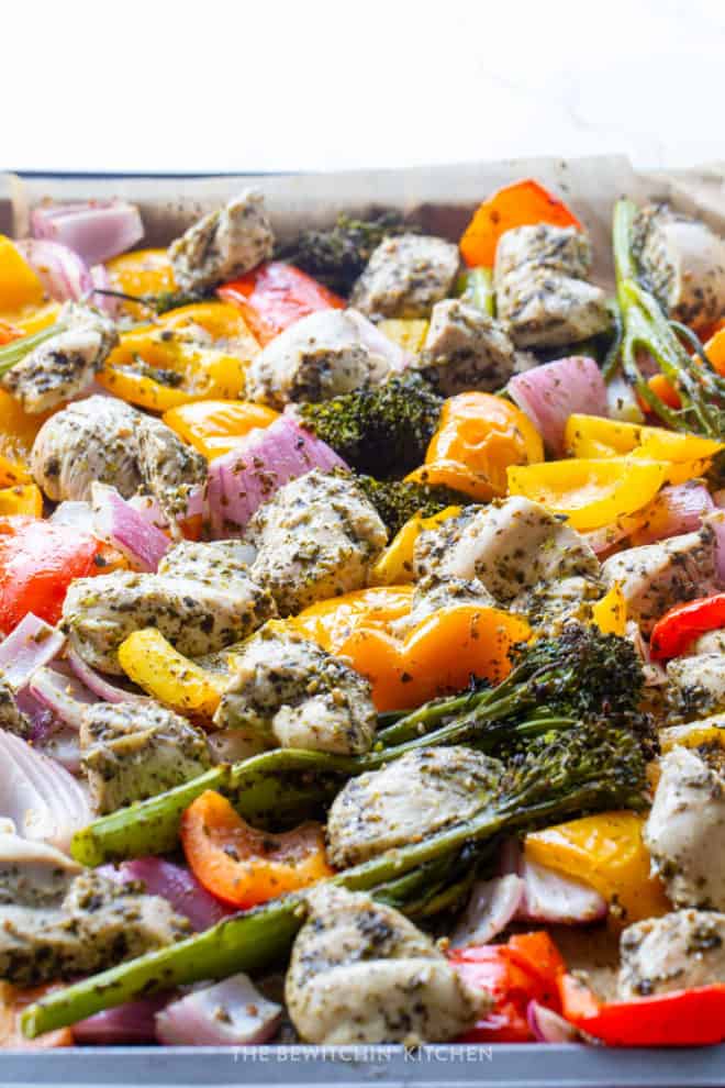 One Pan Pesto Chicken and Vegetables