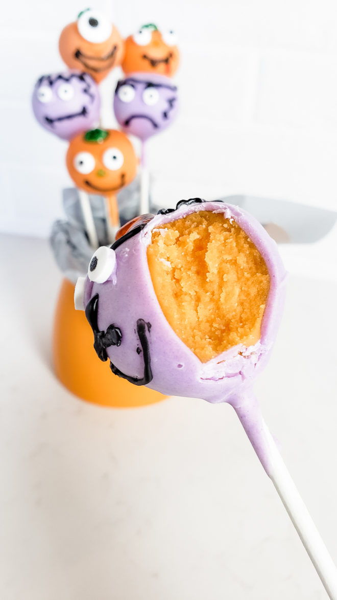 Halloween Cake Pops with a bite out of it