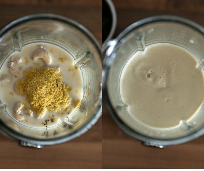 blending the cashew cream sauce